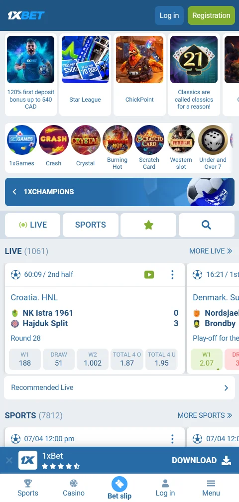 1xBet Casino als Android-App und mobile Browserversion für Kundinnen in der Schweiz