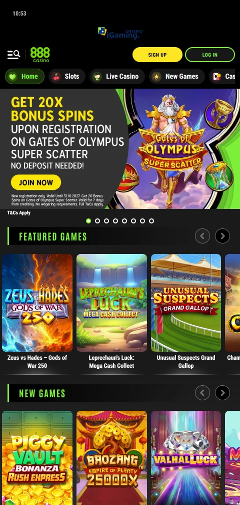 888 Casino im mobilen Browser mit Lobby und Zugang zum Hilfecenter