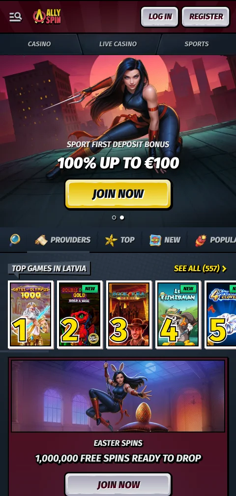 Allyspin Casino mobile Browser-Version auf dem Smartphone ohne native App