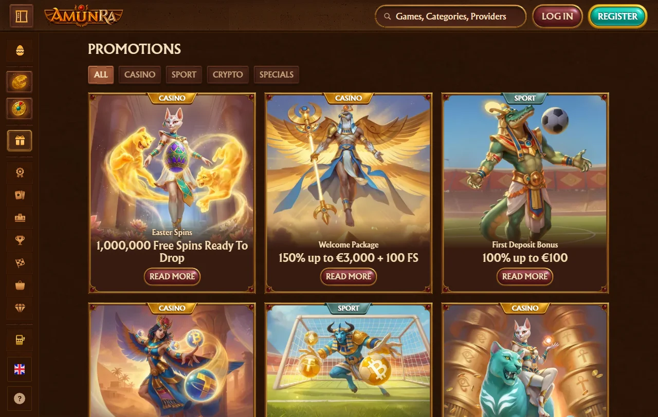 Spielangebot von AmunRa Casino mit rund 13