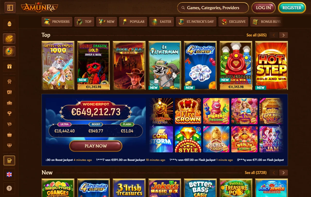 Willkommenspaket von AmunRa Casino bis CHF 3