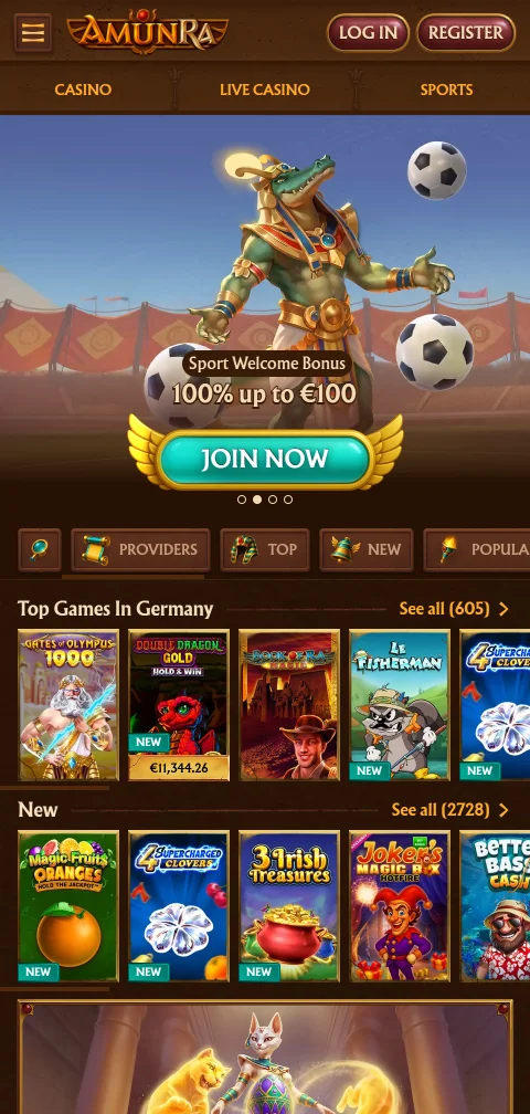 AmunRa Casino als mobile Website im Browser ohne eigene App