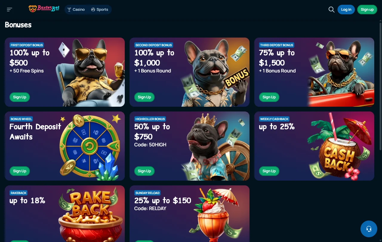 Spielauswahl bei Baxterbet mit Slots von Pragmatic Play und Live-Tischen von Evolution