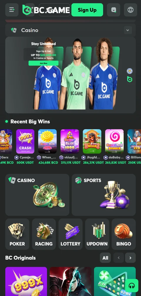BC Game Casino auf dem Smartphone mit App und mobil optimierter Website