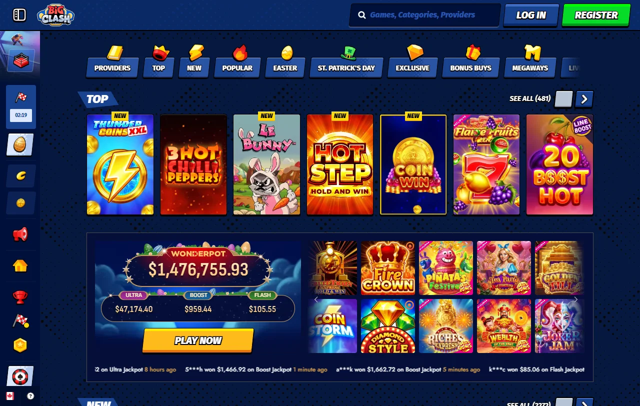 BigClash Casino Willkommensbonus mit 200 Free Spins und Bonus Crab