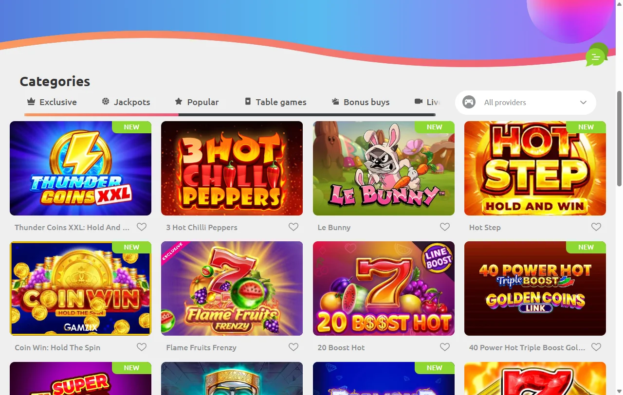 Spielangebot von Cadoola Casino mit Slots von Pragmatic Play und NetEnt