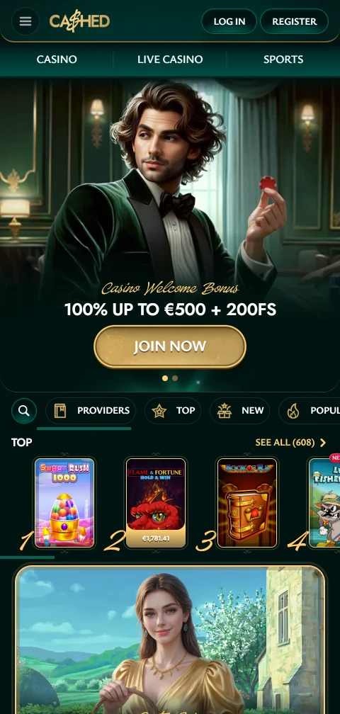 Mobile Browser-Version von Cashed Casino ohne native App für iOS und Android