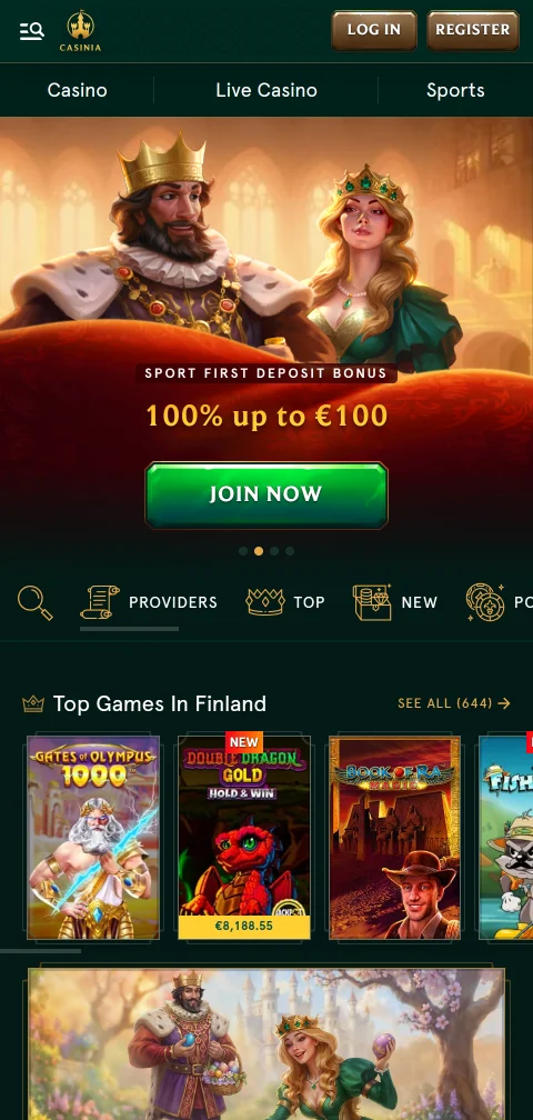 Casinia Casino auf dem Smartphone als Browser-Version ohne App aus dem Store