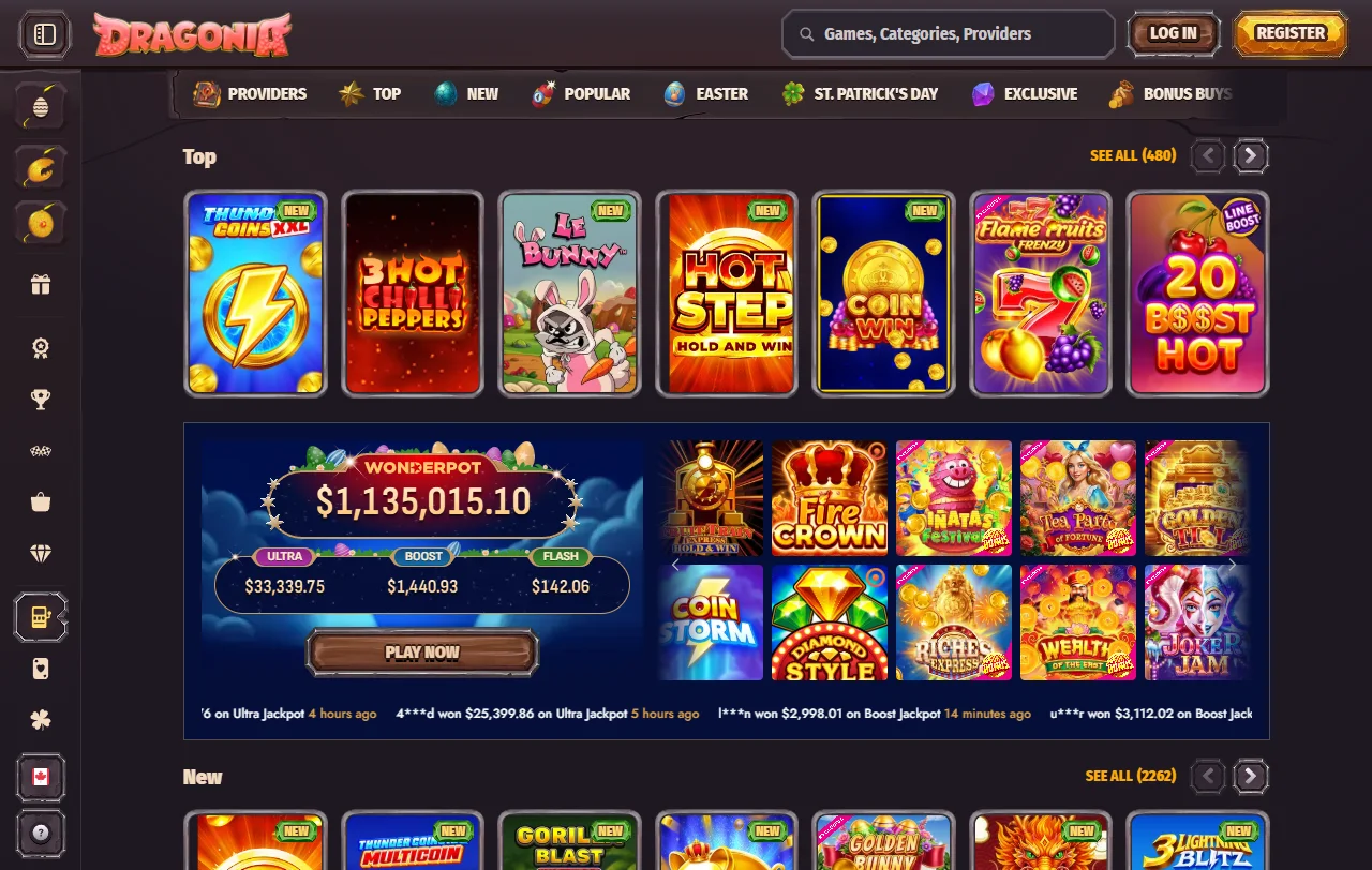 Dragonia Casino Willkommensbonus mit 100 % bis 500 € und 200 Freispielen