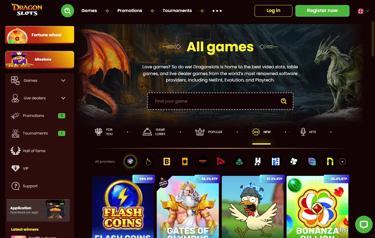 Willkommensbonus von DragonSlots Casino mit gestaffelten Stufen und 40-facher Umsatzbedingung