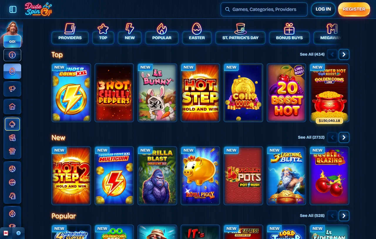 DudeSpin Casino Willkommenspaket bis CHF 2