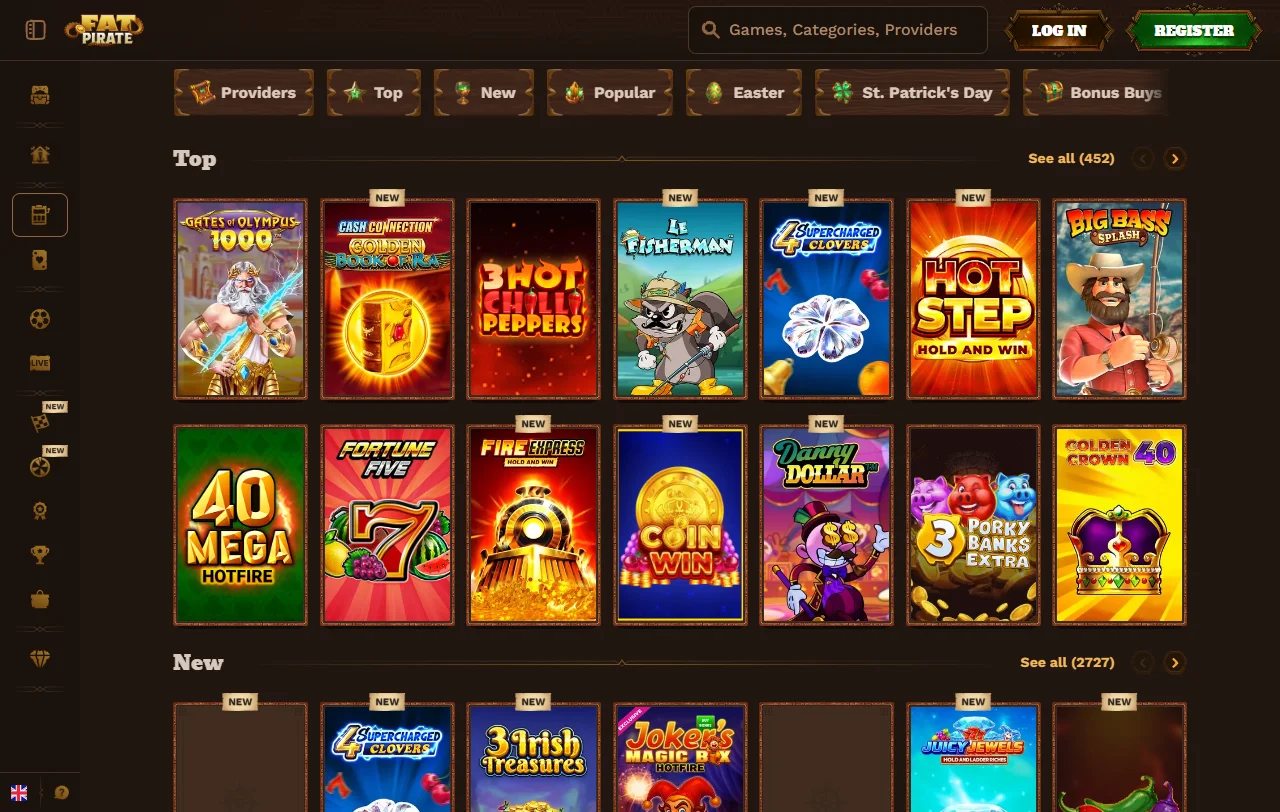 Willkommenspaket von Fat Pirate Casino mit vier Einzahlungsstufen und Free Spins