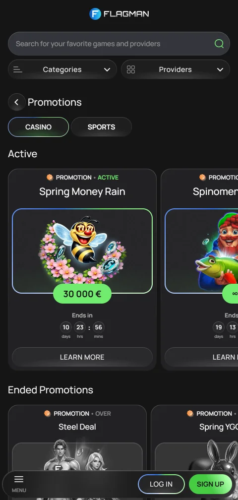 Kassenbereich von Flagman Casino mit Karten, E-Wallets, Apple Pay und Kryptowährungen