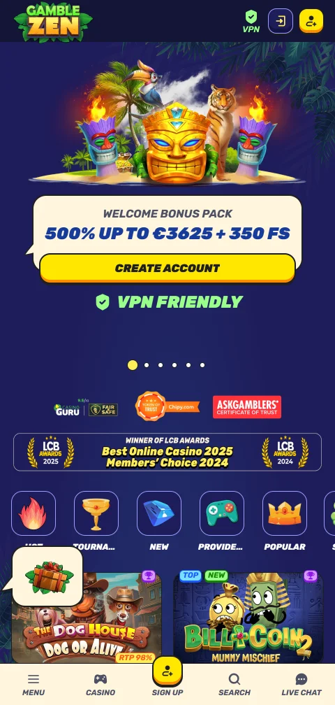 Gamblezen Casino im mobilen Browser ohne native App auf dem Smartphone