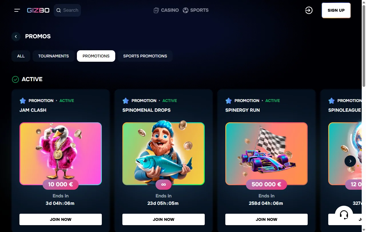 Spielbibliothek von Gizbo Casino mit Slots von Pragmatic Play, NetEnt und BGaming