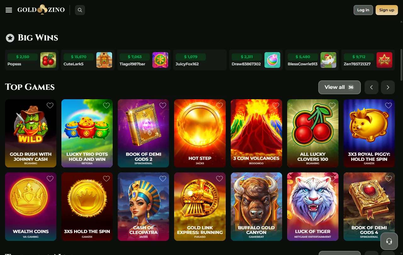 Willkommensbonus von Goldzino Casino mit 100 % und 150 Free Spins