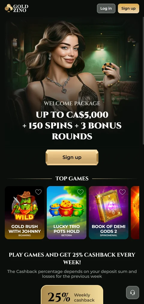Goldzino Casino in der mobilen Browser-Version auf dem Smartphone