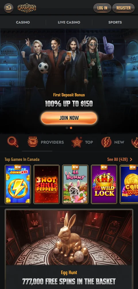 Gransino Casino im mobilen Browser auf Android und iPhone ohne App