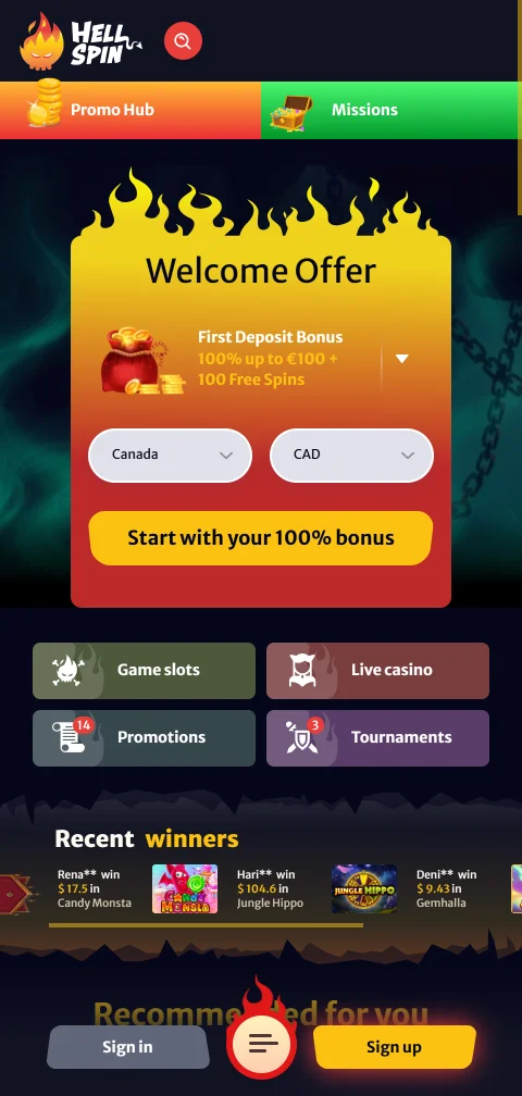 HellSpin Casino auf dem Smartphone mit mobiler Lobby und Live-Dealer-Tischen