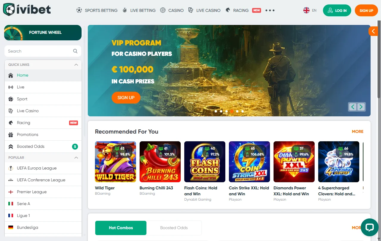 Ivibet Casino Startseite mit Sportbuch und Spielbereich im Überblick