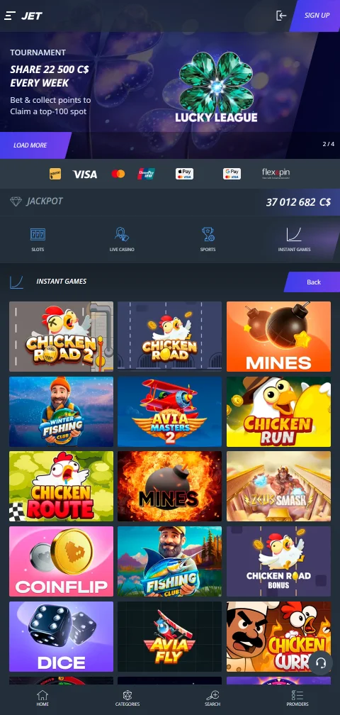 Jet Casino mobile Version im Browser und als Android-APK
