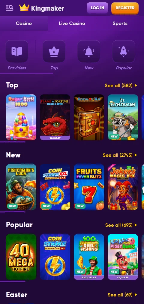 Lizenzangaben und SSL-Verschlüsselung von Kingmaker Casino im Footer der Website