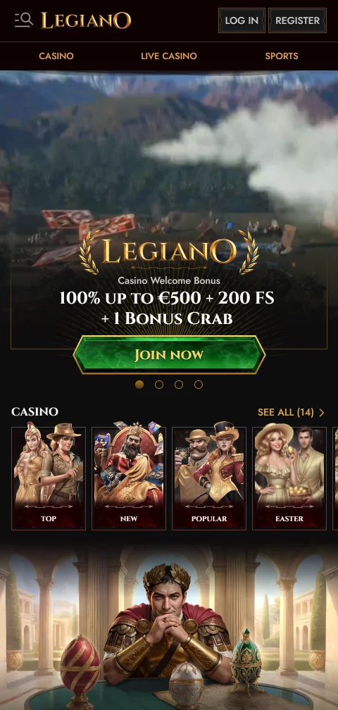 Legiano Casino im mobilen Browser ohne App auf iOS und Android