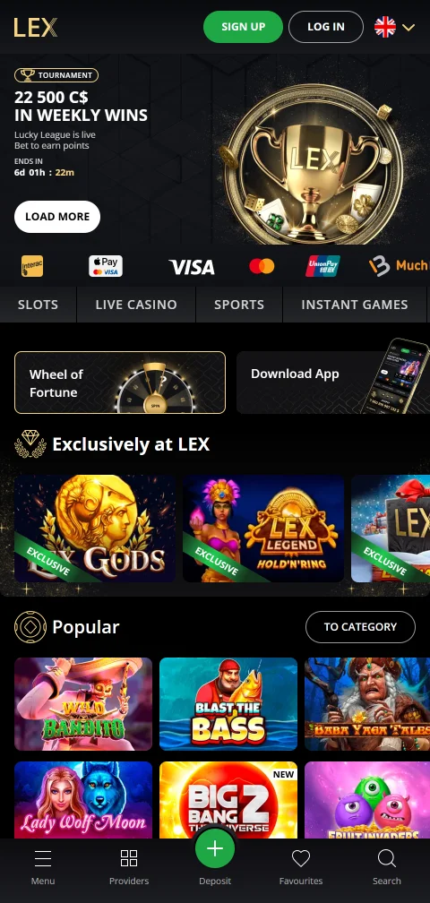 Lex Casino mobil im Browser und als Android-App mit vollem Spielangebot