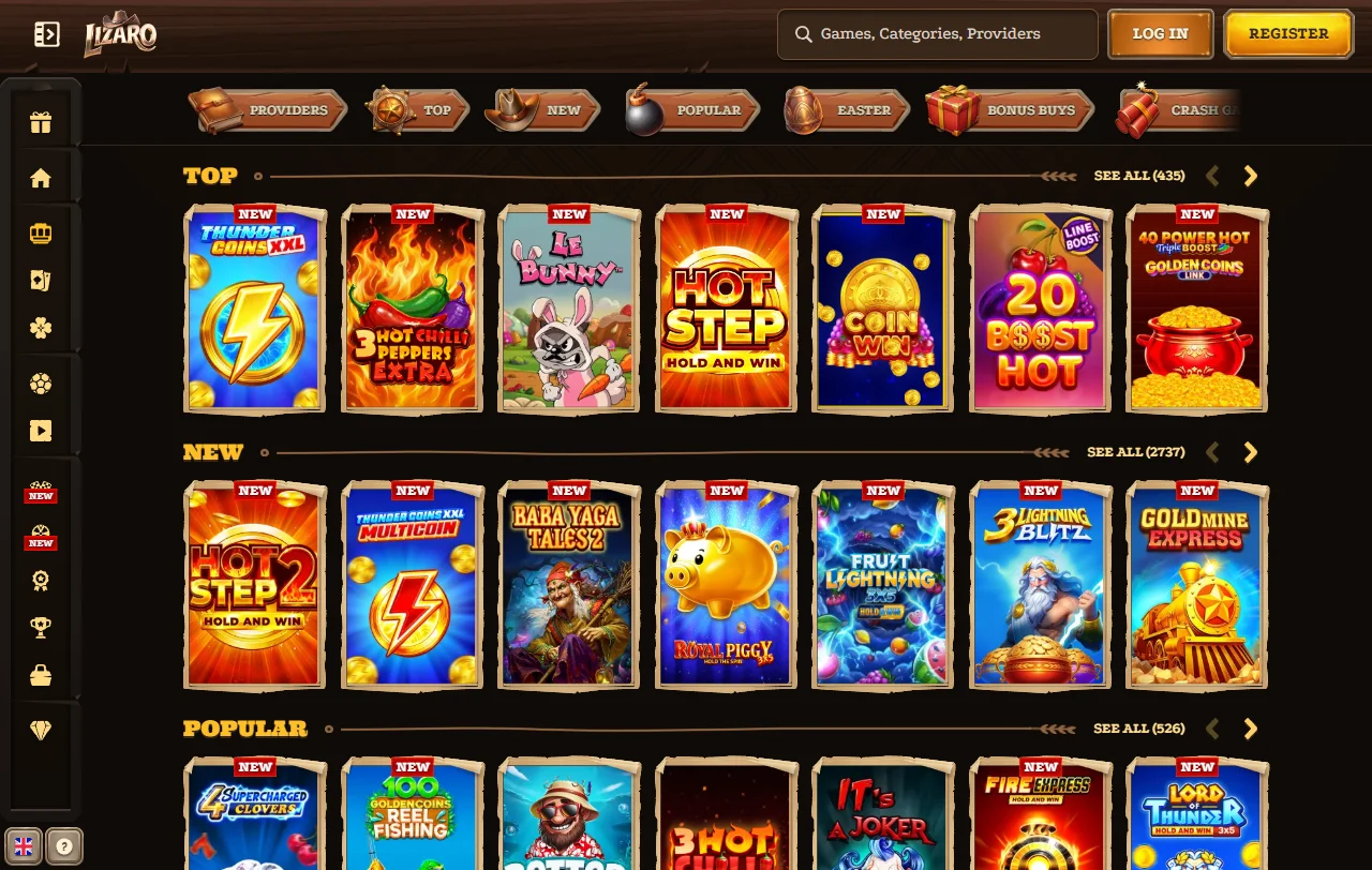 Lizaro Willkommenspaket mit 250 % Bonus und 350 Free Spins