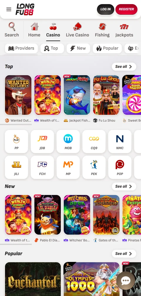 Kasse von Longfu88 Casino mit Kartenzahlung, Kryptowährungen und regionalen Zahlungsdiensten
