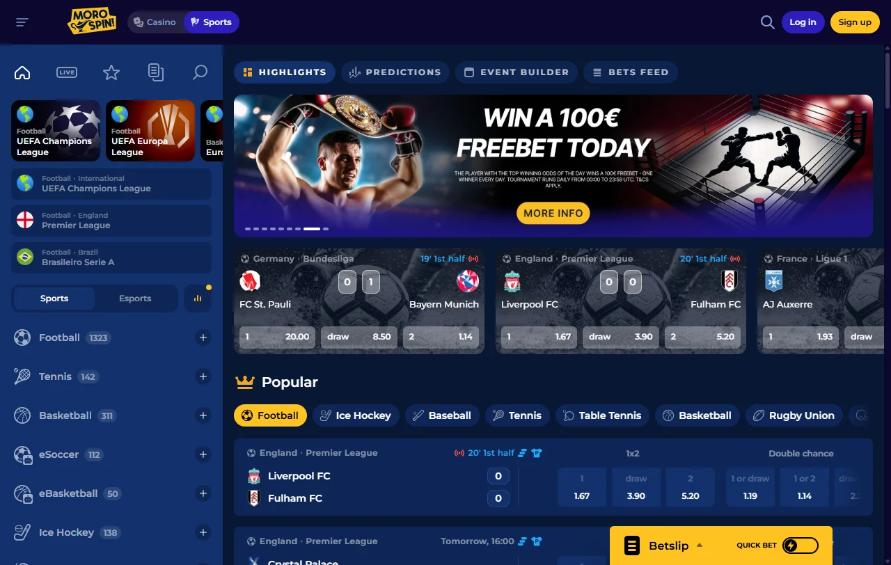 Willkommensbonus von Morospin Casino mit drei Einzahlungsstufen und Free Spins