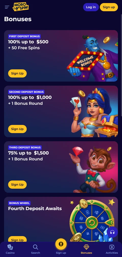 Kasse von Morospin Casino mit Kartenzahlung, E-Wallets und Kryptowährungen