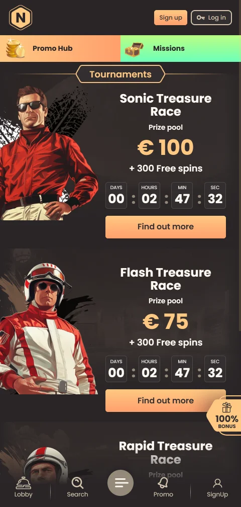 National Casino im mobilen Browser mit Lobby und Spielkategorien auf dem Smartphone