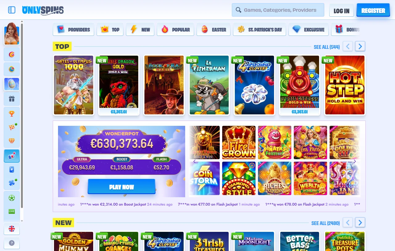 OnlySpins Ersteinzahlungsbonus bis 550 CHF mit 200 Free Spins