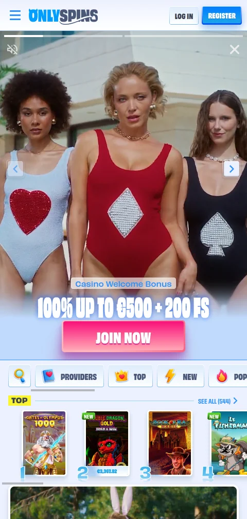 OnlySpins als Browser-Version auf dem Smartphone ohne native App
