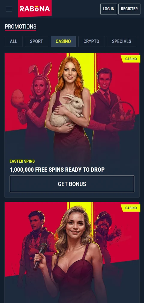 Rabona Casino Kasse mit Visa, Skrill, MiFinity und Kryptowährungen