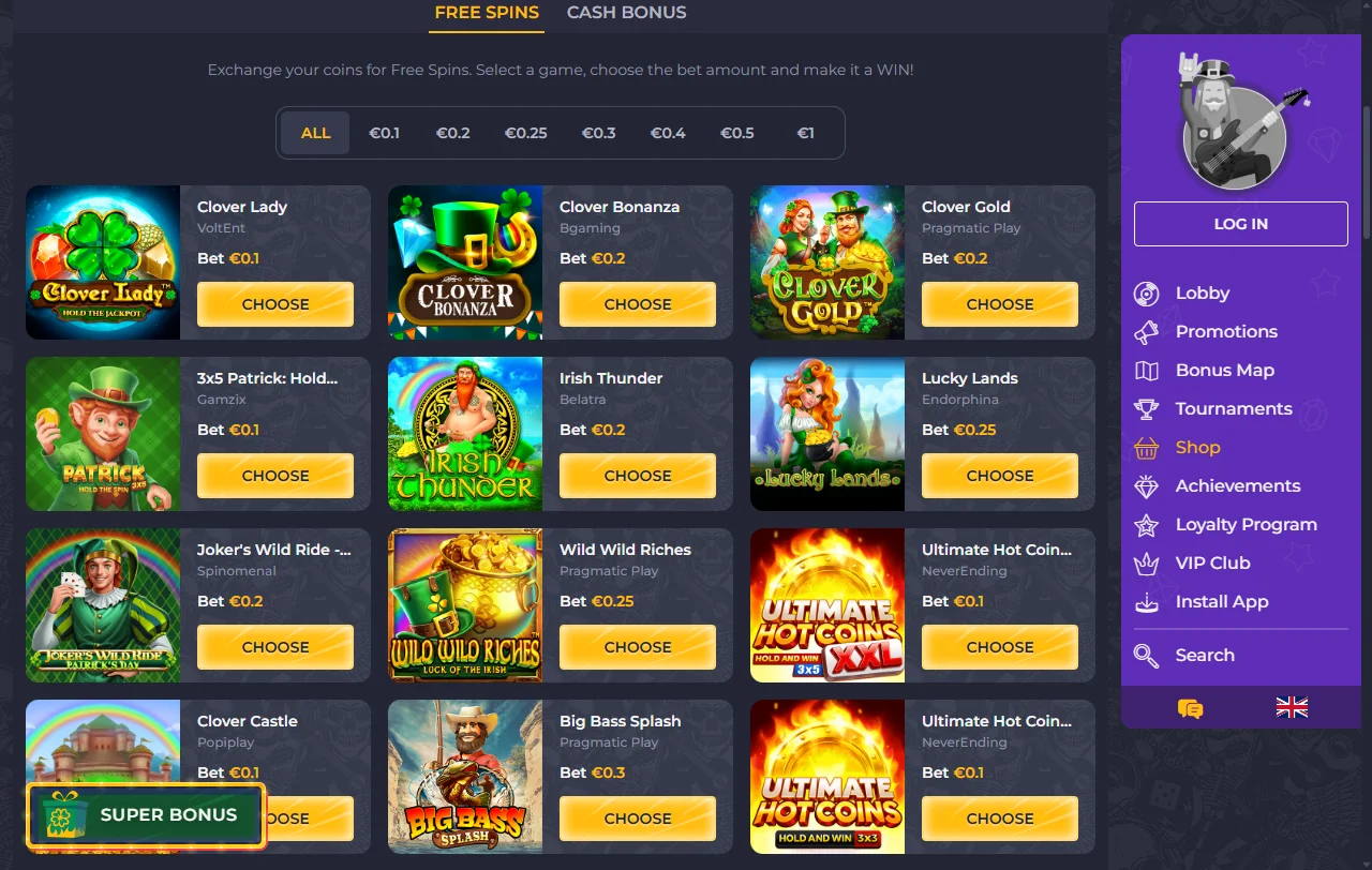 Willkommensbonus von Rolling Slots Casino mit vier Einzahlungsstufen in Schweizer Franken