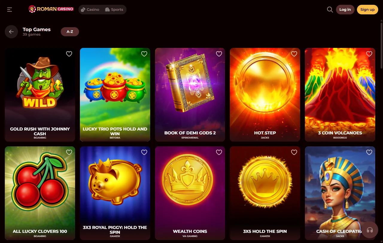 Willkommenspaket von Roman Casino mit 250 Free Spins über drei Einzahlungen