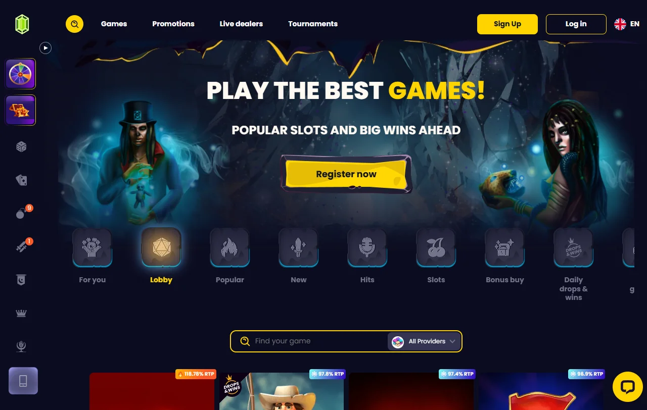 Slotsgem Casino Willkommenspaket mit vier Einzahlungsstufen und 225 Free Spins