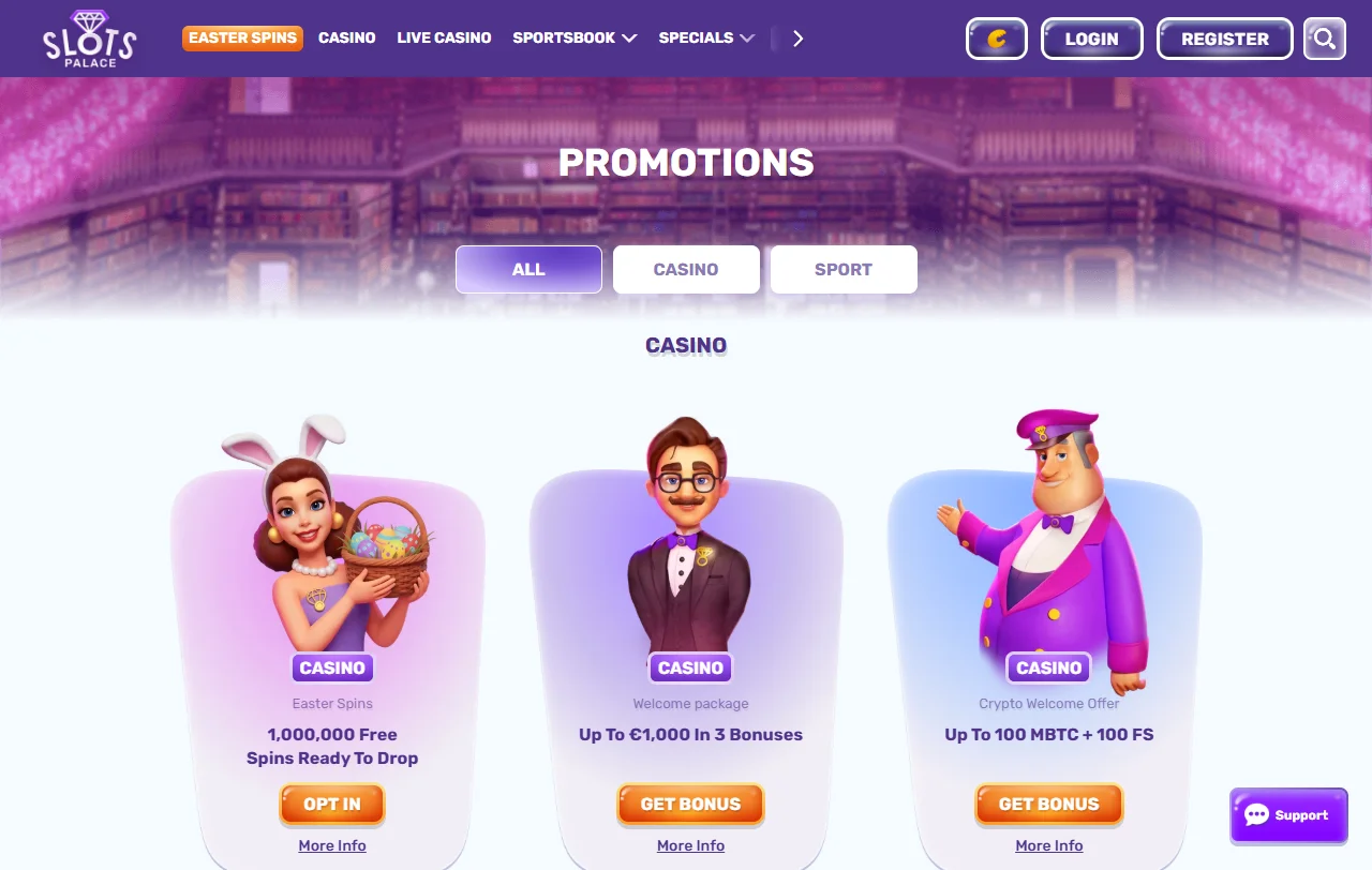 Slot- und Live-Spiele bei Slots Palace Casino von Pragmatic Play, Hacksaw Gaming und Evolution