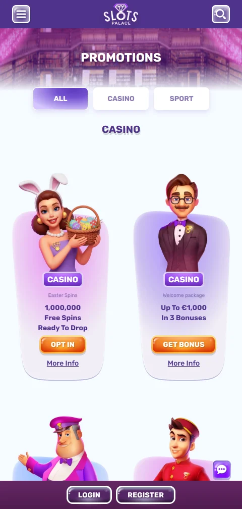 Kasse von Slots Palace Casino mit Karten, E-Wallets und Kryptowährungen in CHF
