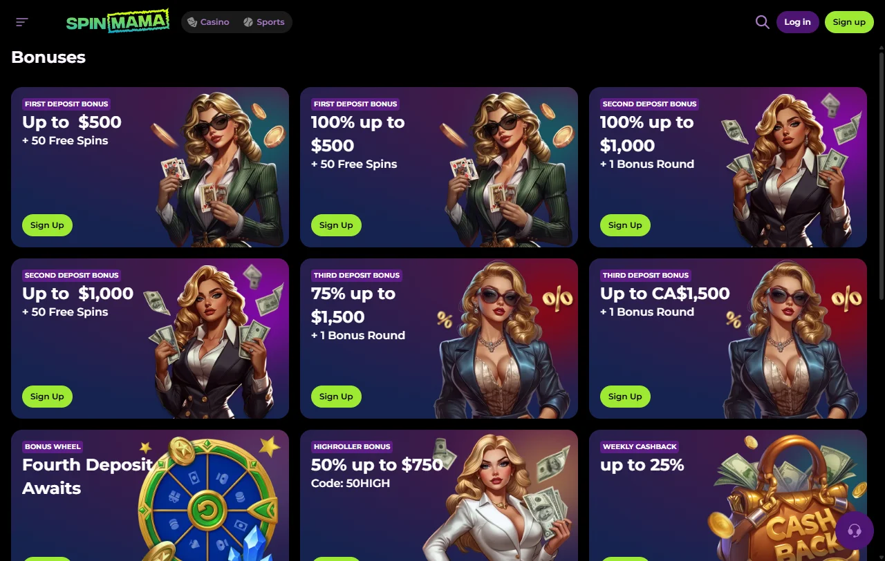 Spielbibliothek von Spinmama Casino mit über 6