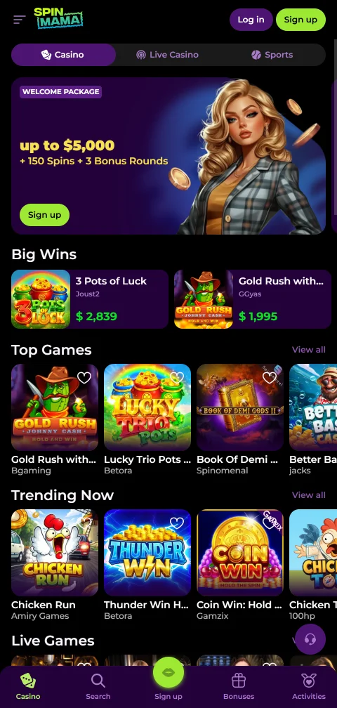 Spinmama Casino als Web-App für Android und iOS ohne App-Store-Download