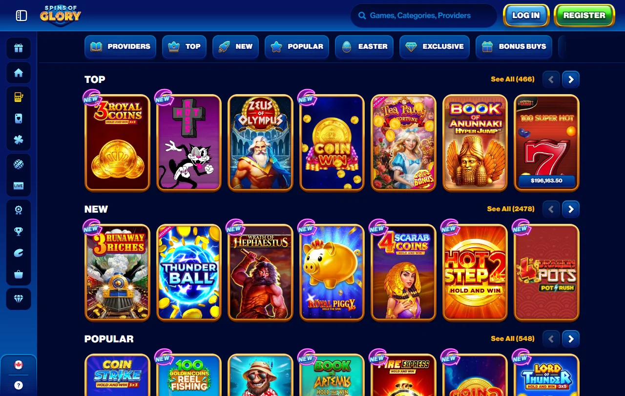 Willkommensbonus und Cashback-Aktionen von Spins of Glory Casino für Schweizer Spieler