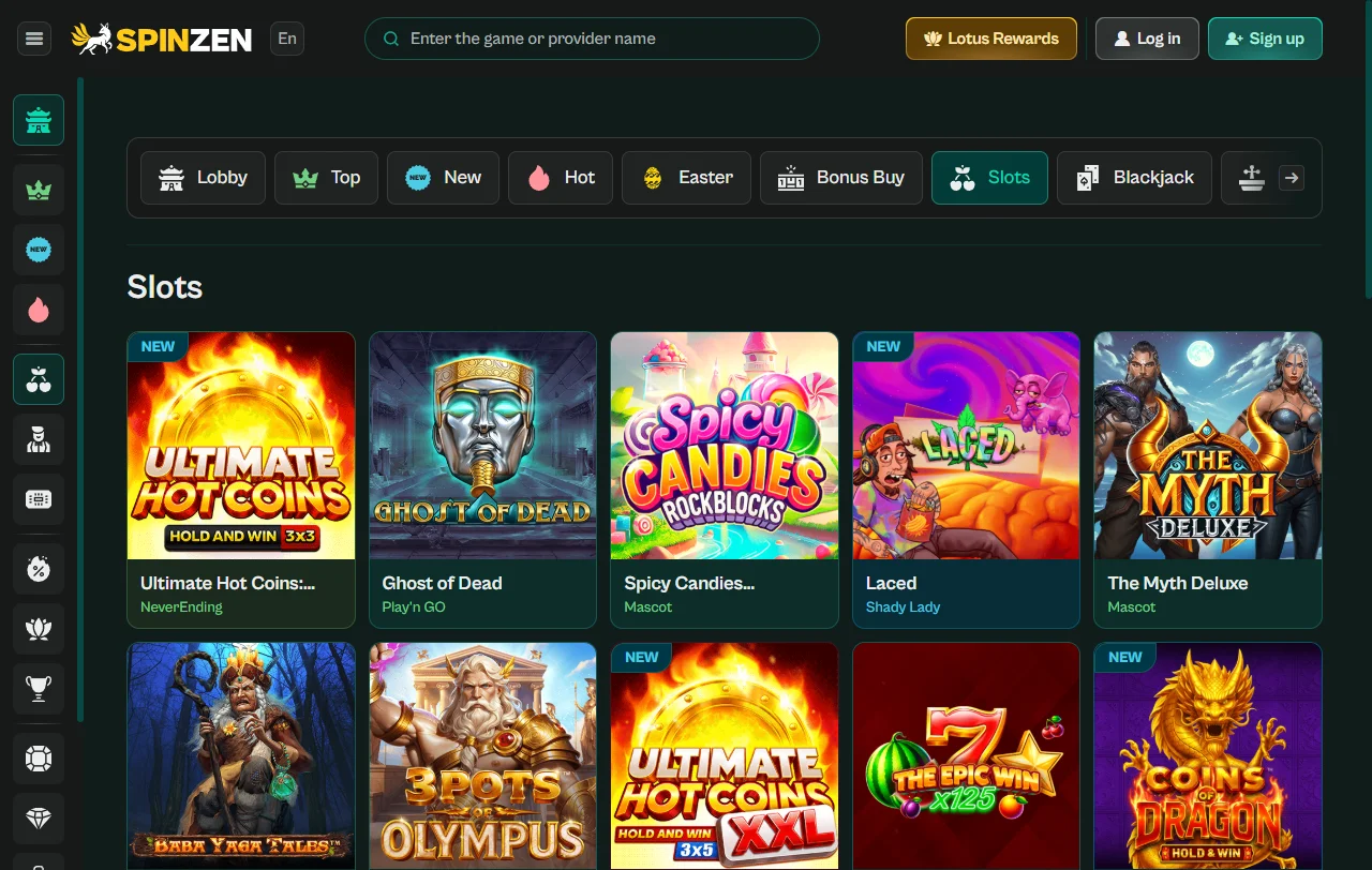 Willkommensbonus von Spinzen Casino mit vier Einzahlungsstufen und Free Spins