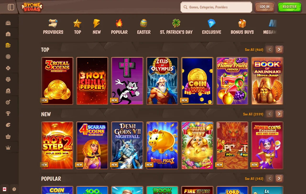 Willkommensbonus von StoneVegas Casino mit 100 % bis CHF 550 und 200 Freispielen