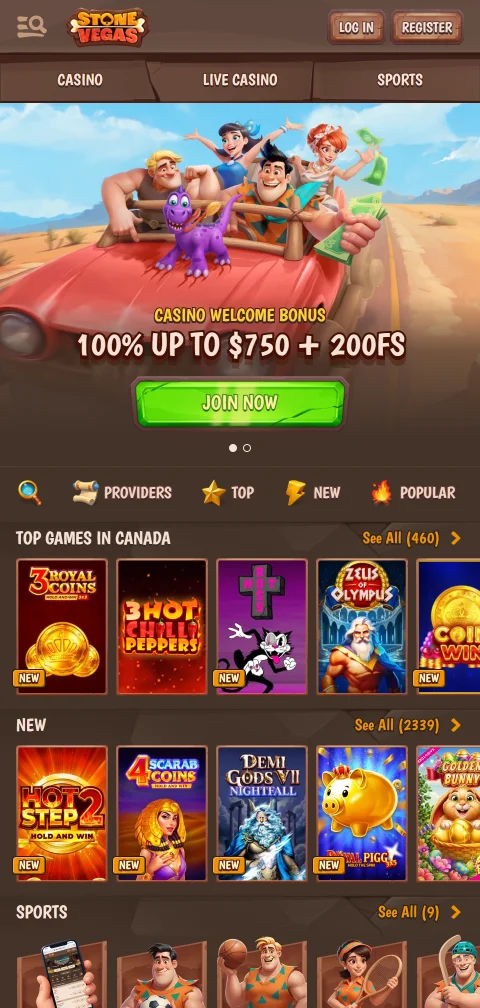 Mobile Browserversion von StoneVegas Casino auf dem Smartphone ohne native App