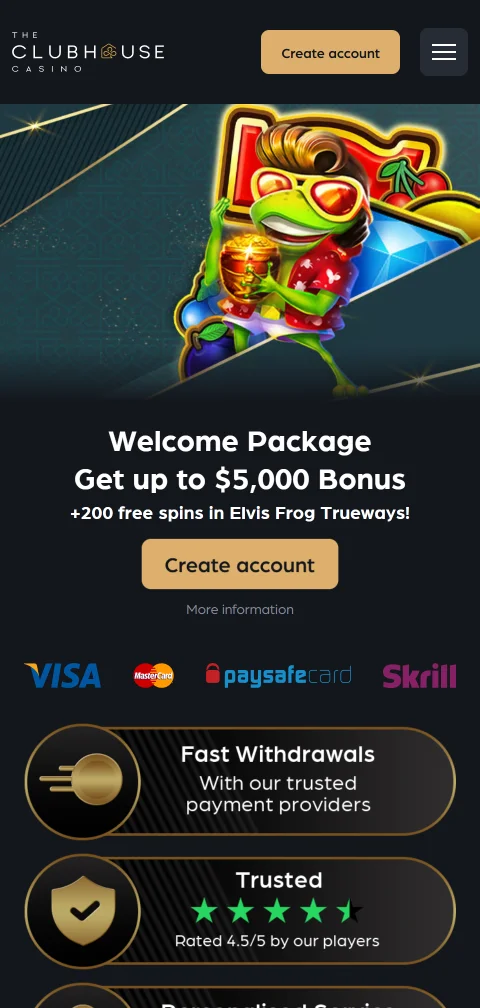 The Clubhouse Casino im mobilen Browser ohne native App für Smartphones