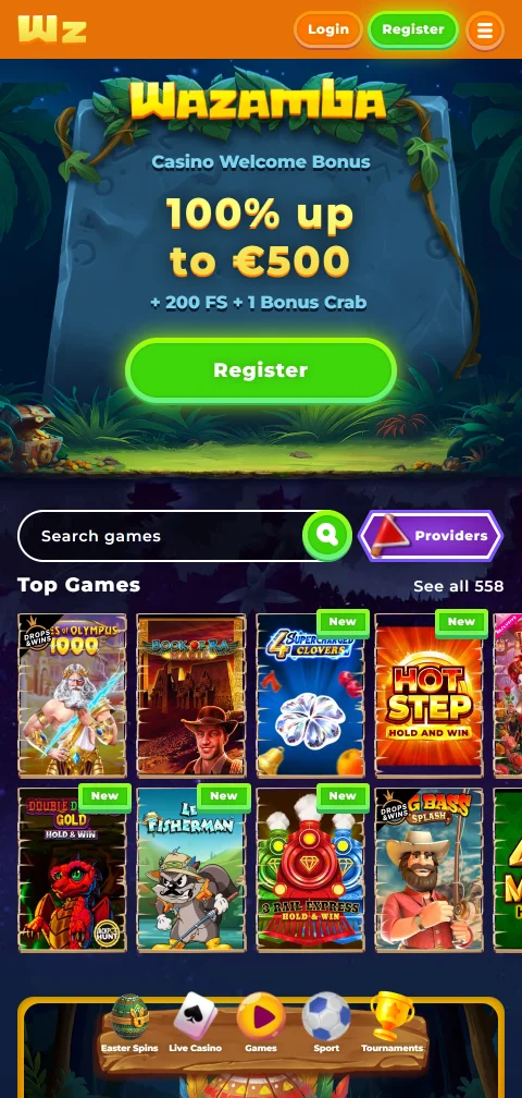 Wazamba Casino im mobilen Browser auf dem Smartphone ohne native App
