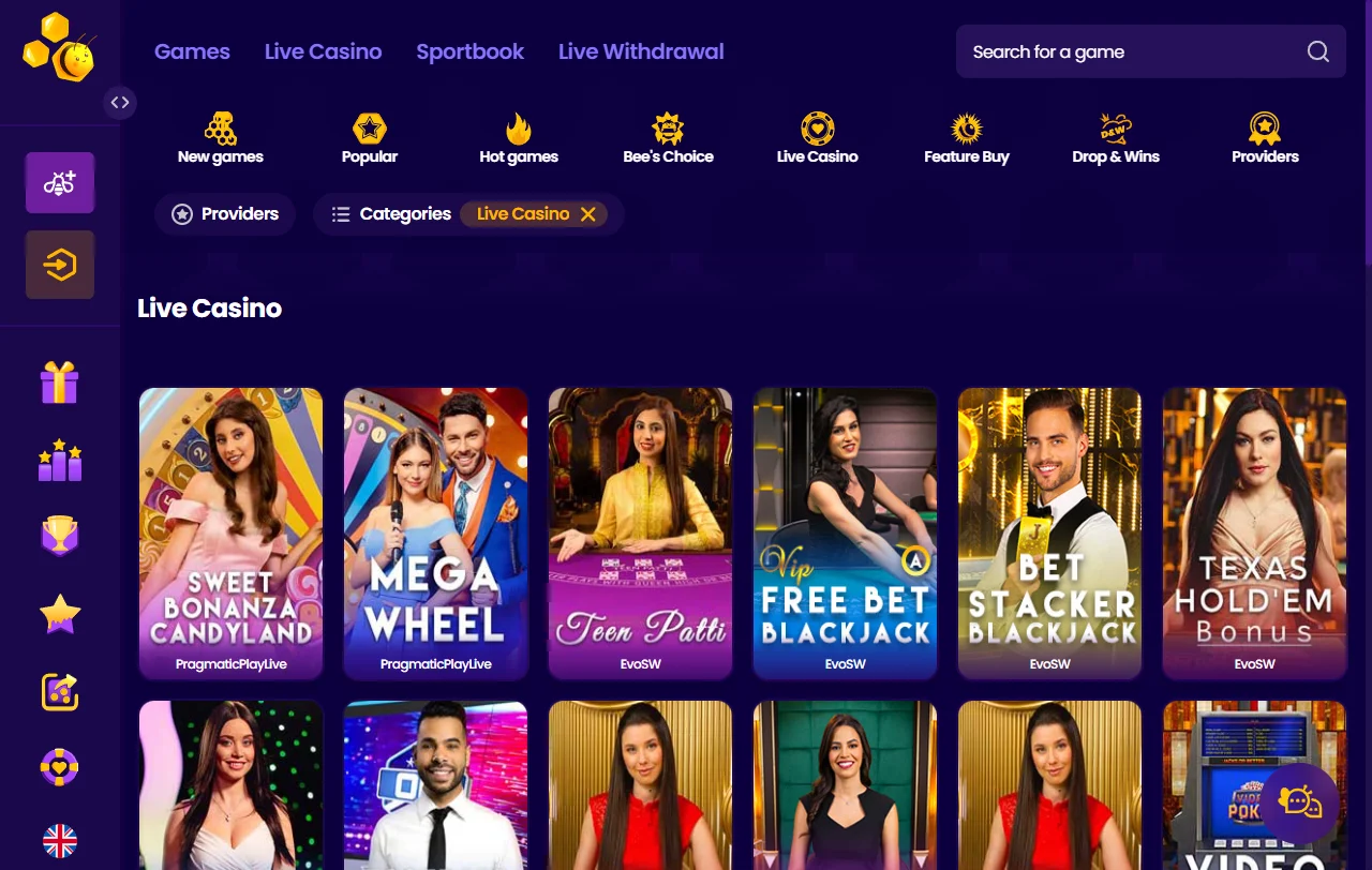 Willkommenspaket von Wazbee Casino mit vier Einzahlungsstufen und 200 Free Spins